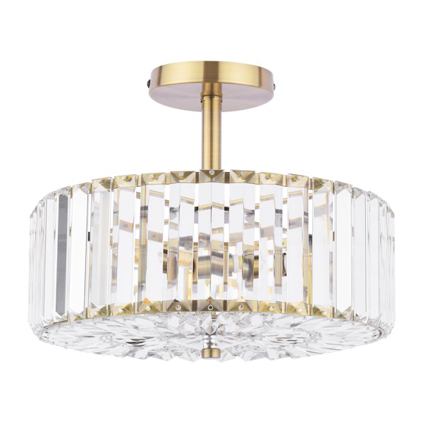 (image for) Laura Ashley Fernhurst 3 Light Semi-Flush Crystal and Antique Brass